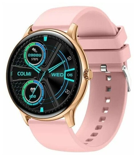 Смарт-часы Colmi i10 Gold Frame Pink Silicone Strap золотой