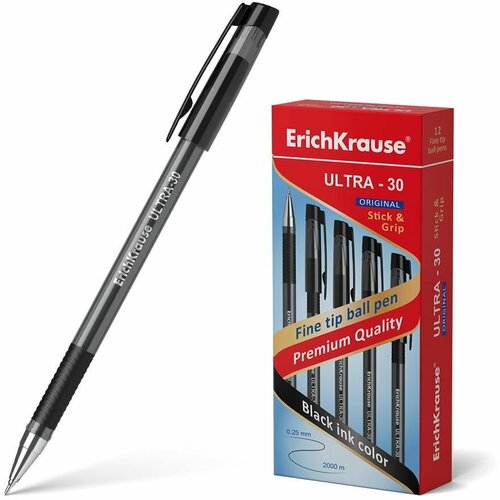 Ручка шариковая ErichKrause ULTRA-30 Original, цвет чернил черный (в коробке по 12 шт.) (12 шт.)