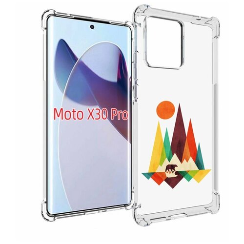 Чехол MyPads нарисованные горы с медведем для Motorola Moto X30 Pro задняя-панель-накладка-бампер