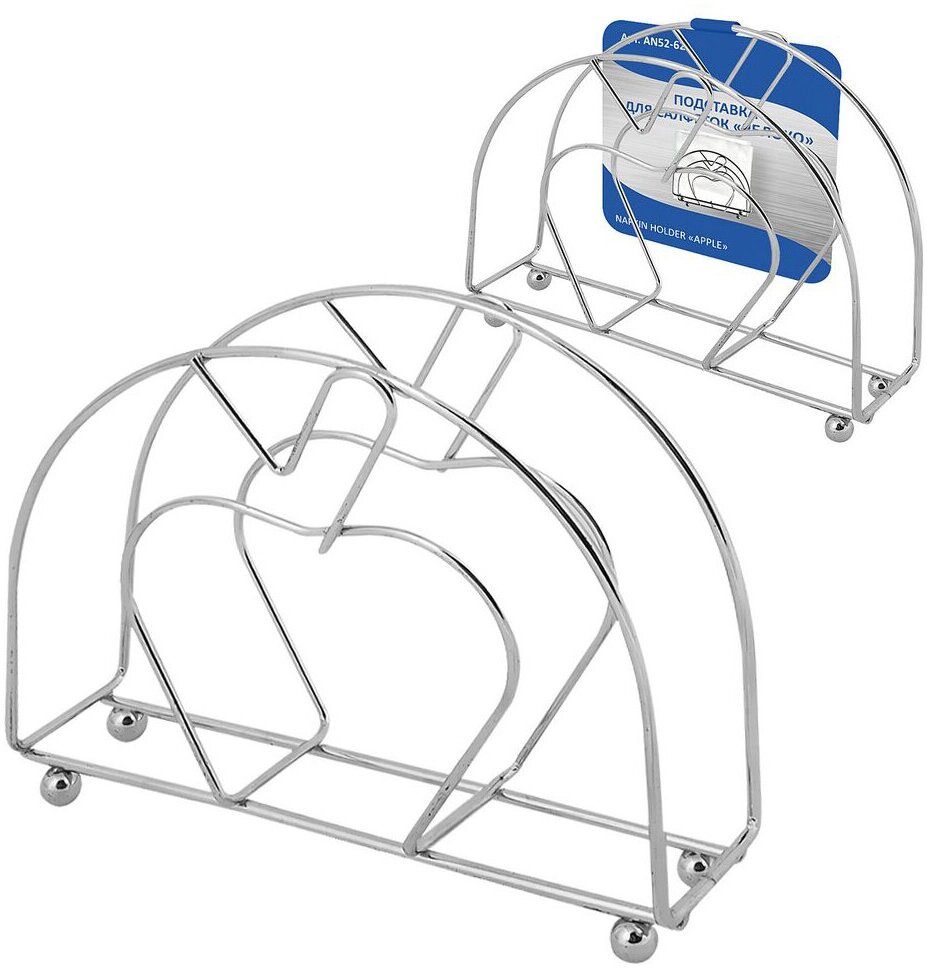 Салфетница Мультидом Яблоко 13 x 10 x 6 см хром