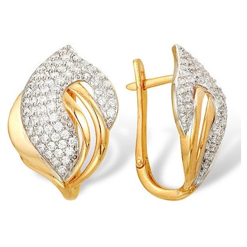 Серьги из золота с фианитами