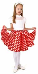 Карнавальный набор"Стиляги3"юбка красная с белыми сердцами, пояс, повязка, рост134-140 Страна Карнавали .