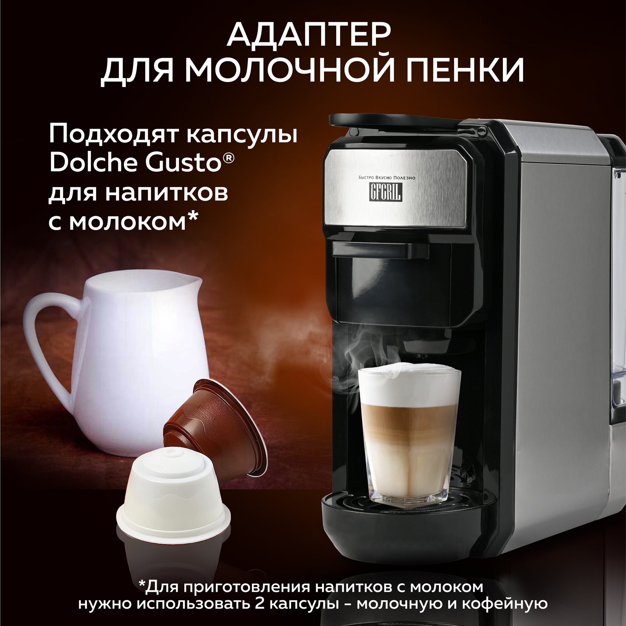 GFGRIL Кофеварка мультикапсульная 3 в 1 GFC-C300 для молотого кофе и капсул типа Nespresso и Dolce Gusto - фотография № 3