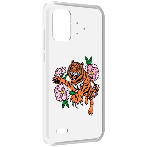 Чехол MyPads тигры-цветочные для UMIDIGI Bison Pro задняя-панель-накладка-бампер