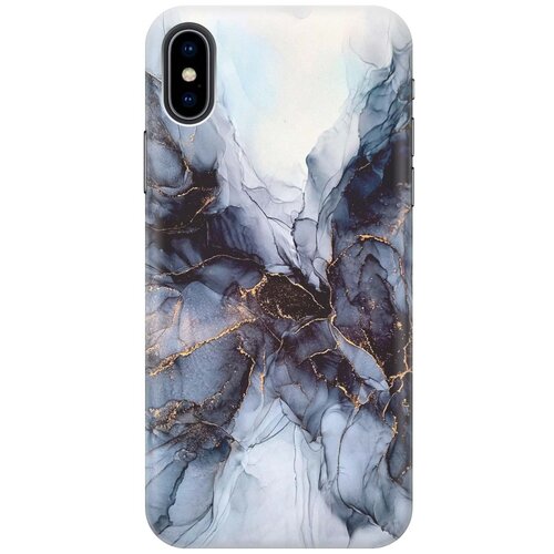 фото Gosso ультратонкий силиконовый чехол-накладка для apple iphone xs / x с принтом "черно-белый мрамор"