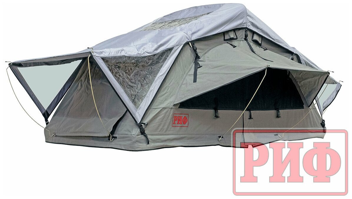 Палатка на крышу автомобиля РИФ Soft RT02-120, тент серый, 400 гр, 120х240х115