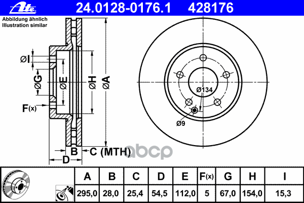 Диск Тормозной Передний Mb W211 02-09 /Vent D=295Mm Ate 24.0128-0176.1 Ate арт. 24012801761