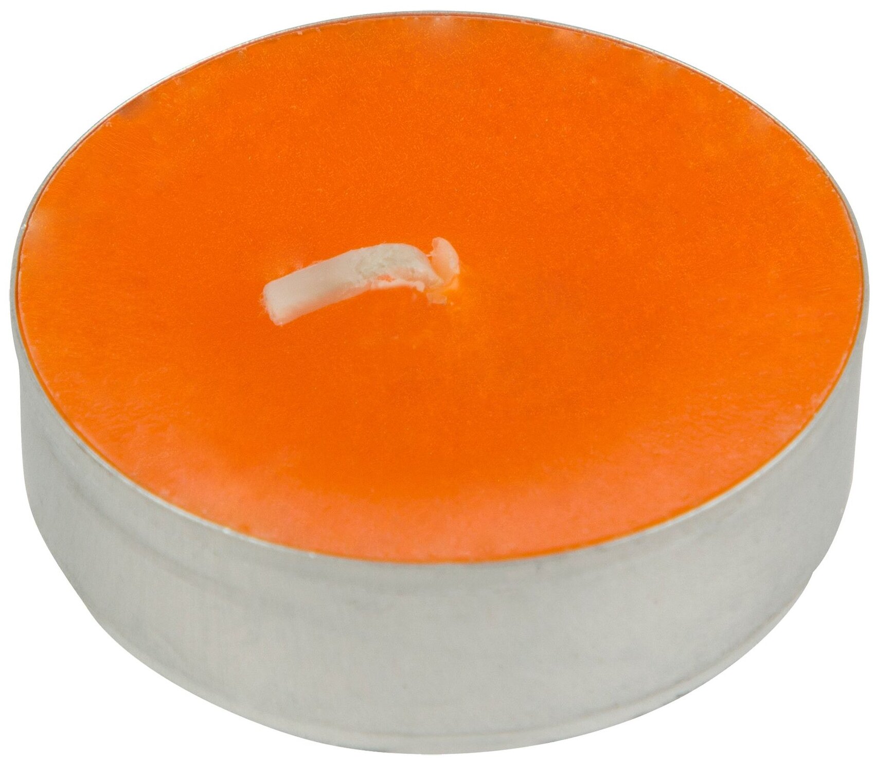 Свечи чайные ароматические "Апельсин" 6 шт горение 4 часа, размер 1 шт 3,75*3,75*1,14 см, цвет - оранжевый