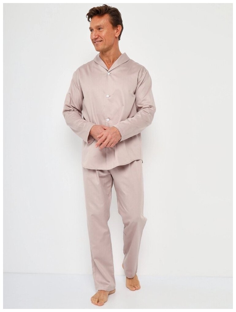 Пижама мужская из хлопка "Шон", бежевый цвет, размер 48 - фотография № 2