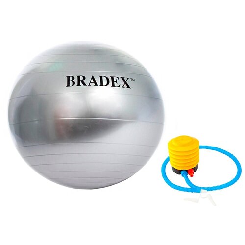 BRADEX SF 0380 серый 75 см 0.8 кг мяч для фитнеса 75 см 900гр с насосом фуксия