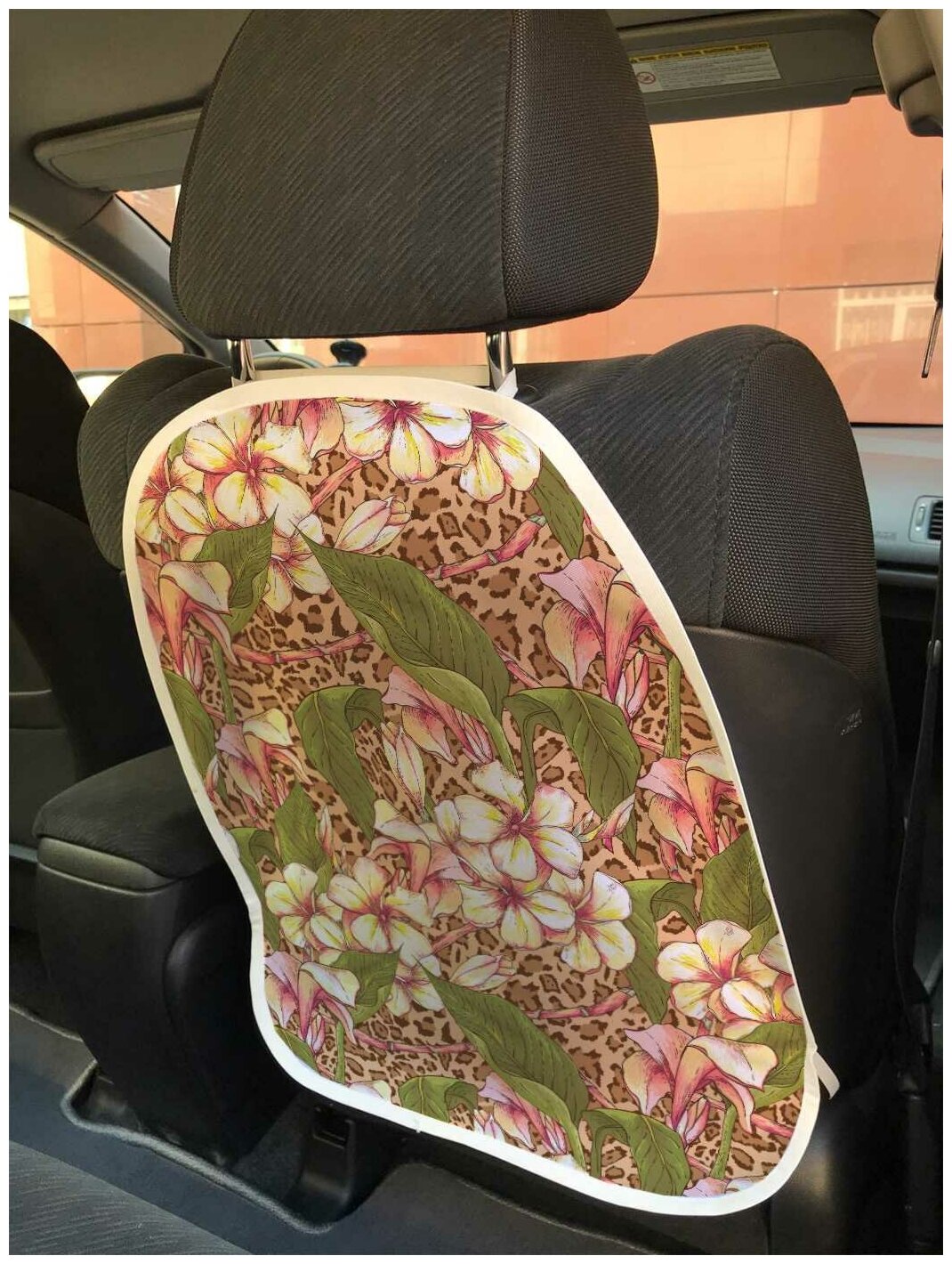 Защитная накидка JoyArty "Цветочная зелень" на спинку автомобильного сидения