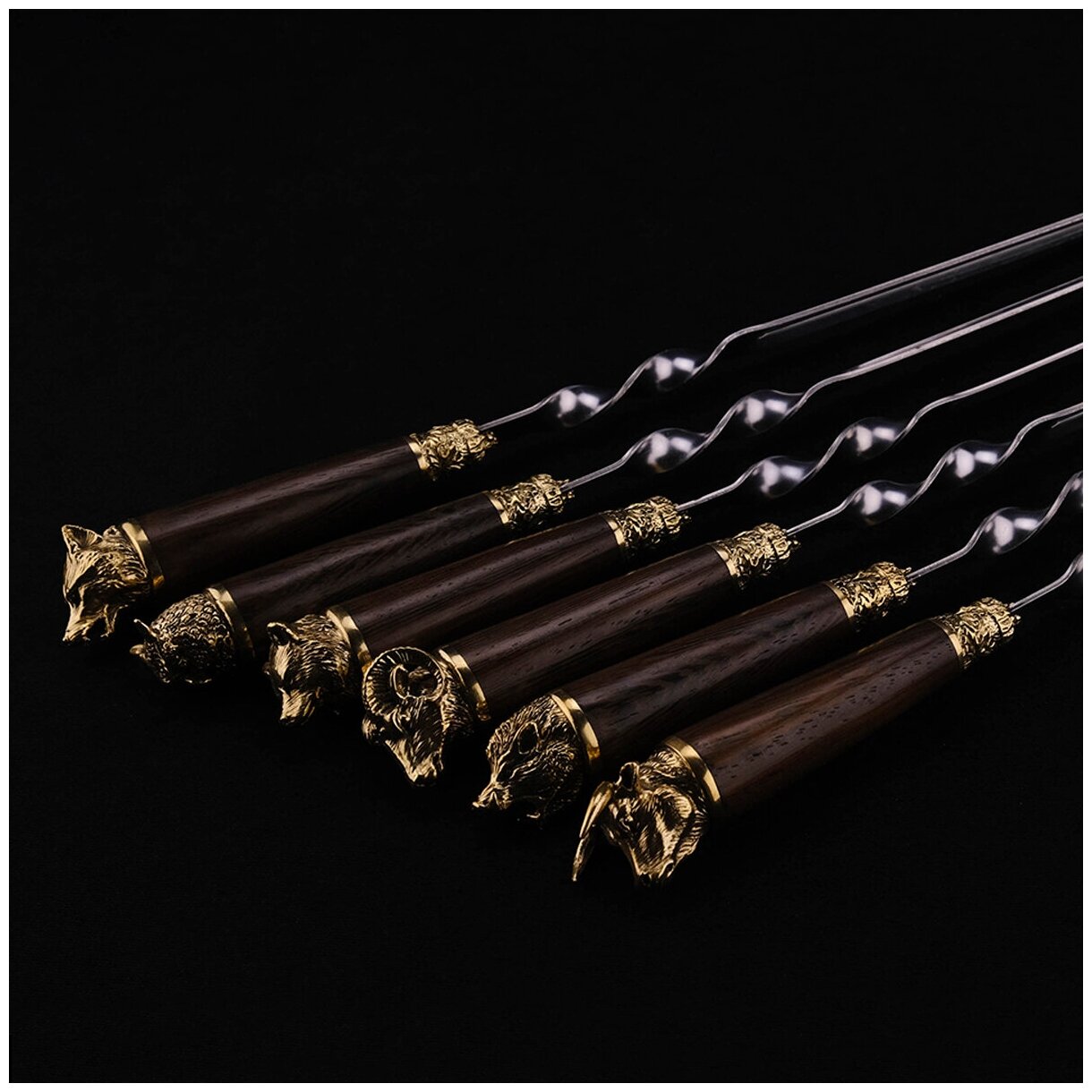 Шампура с деревянной ручкой "Пирушка на опушке" - подарочный набор шампуров - фотография № 6