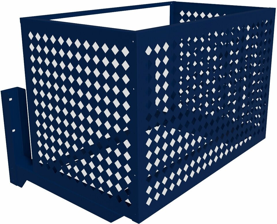 Корзина / короб для наружного блока кондиционера на фасад с кронштейнами, 900х600х550мм, рисунок - ромбики. Цвет: синий