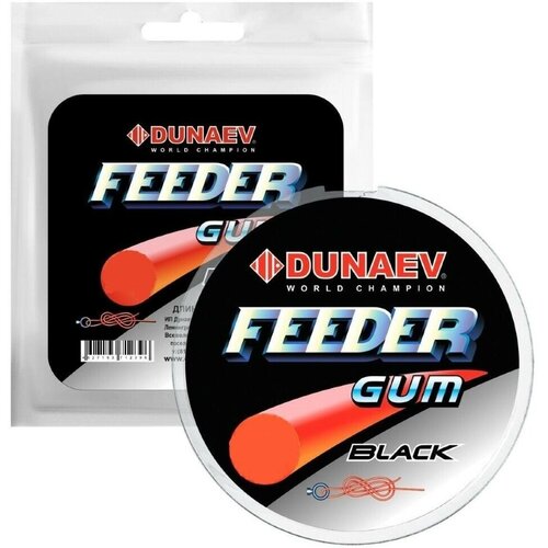 фото Dunaev feeder gum black 0.8 mm (фидергам специализированный резиновый амортизатор для фидерной оснастки вяжется между основной леской и поводком)