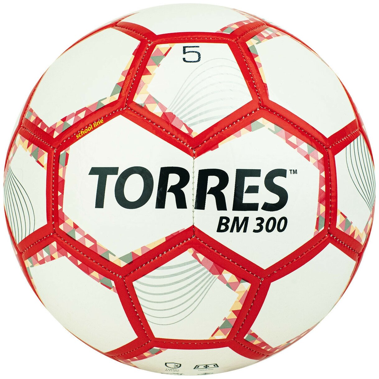 Мяч футб. Torres BM 300 р.4 для газона 370гр белый/красный (F320744) - фото №1