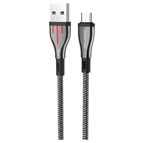 Кабель Borofone USB - microUSB (BU23), 1.2 м, черный кабель usb borofone bu23 highway usb microusb 2 4а 1 2 м черно серый