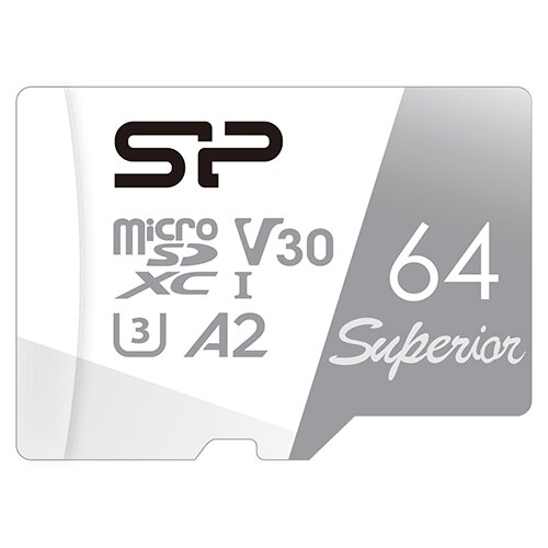 Карта памяти Silicon Power microSDXC 64 ГБ Class 10, V30, A2, UHS-I U3, R/W 100/80 МБ/с, 1 шт., белый флеш карта microsd 128gb silicon power superior a1 microsdxc class 10 uhs i u3 100 80 mb s sd адаптер