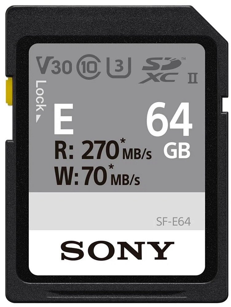 Карта памяти SDXC Sony 64GB 270R/70W (SF-E64/T)