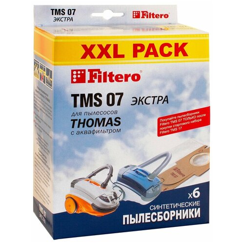 мешки пылесборники filtero tms 08 xxl pack экстра 6 штук Мешки-пылесборники Filtero TMS 07 (6) XXL PACK, экстра, для пылесосов THOMAS, синтетические, 6 штуки