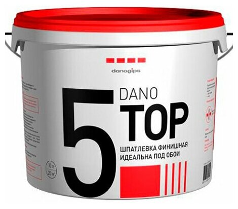 Даногипс Дано Топ 5 шпатлевка финишная под обои (10л) / DANOGIPS Dano Top 5 шпаклевка полимерная финишная под обои (10л)