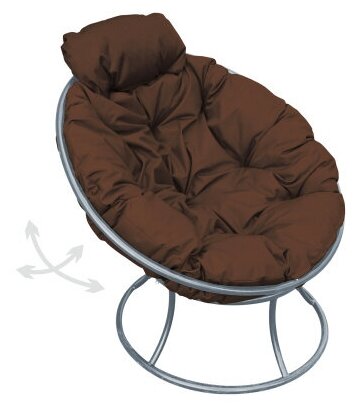 Кресло M-Group папасан пружинка мини серое, коричневая подушка - фотография № 11