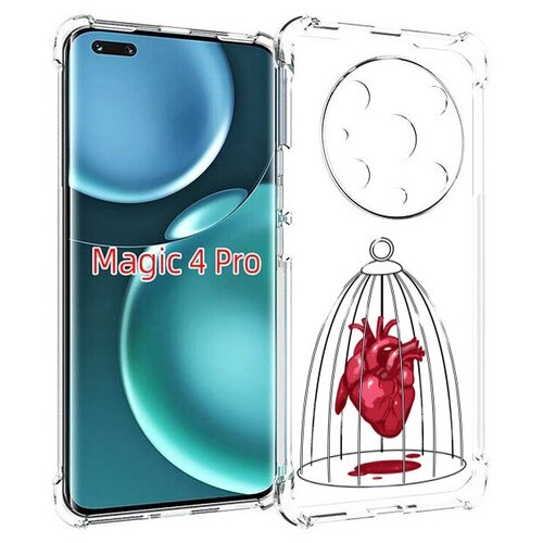 Чехол MyPads сердце в клетке для Honor Magic4 Pro / Magic4 Ultimate задняя-панель-накладка-бампер