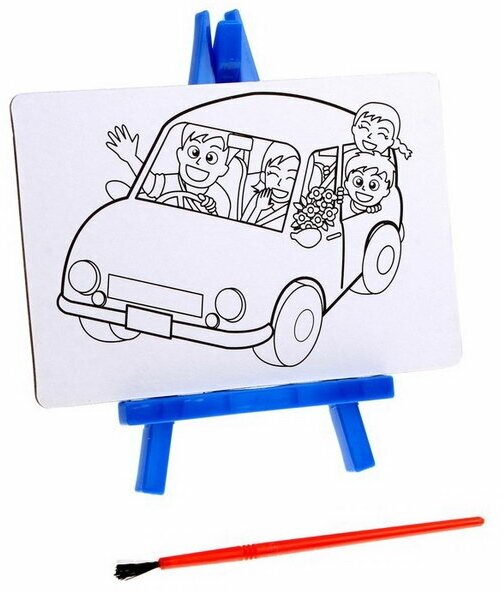 Раскраска на подставке "Школьный автобус" + кисть - фотография № 1