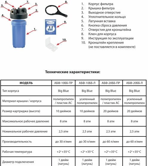 Магистральный фильтр Аквабрайт АБФ-20ББ-ПР - фотография № 6