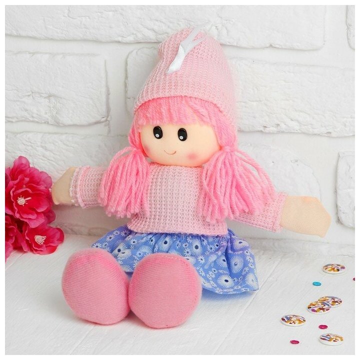 Мягкая игрушка «Кукла», в шапке, цвета микс