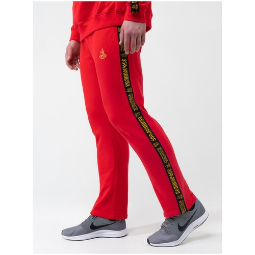 фото Спортивные штаны великоросс красного цвета с лампасами, без манжета (2xl/54)