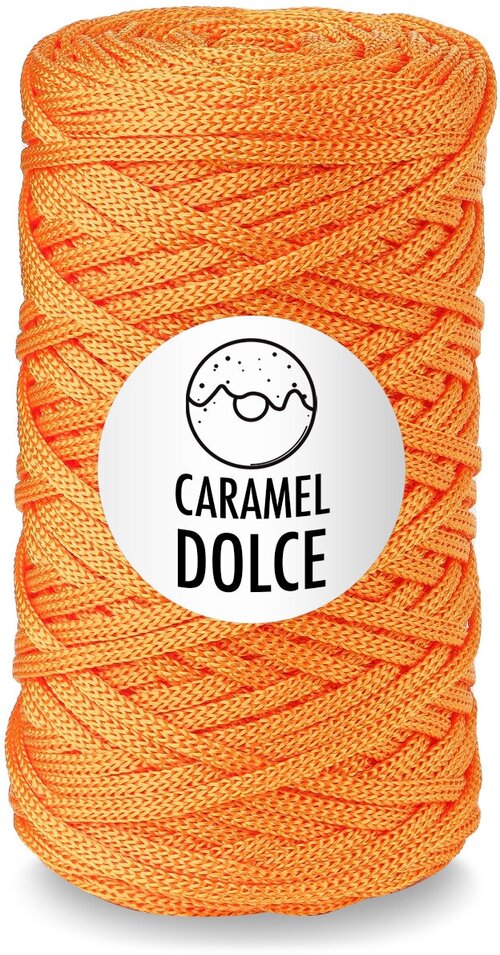 Шнур для вязания Caramel DOLCE 4мм, Цвет: Апельсин, 100м/200г, плетения, ковров, сумок, корзин, карамель дольче