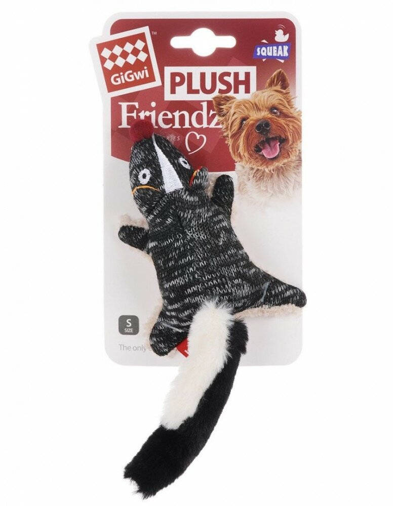 Игрушка для собак GIGWI Plush Friendz Скунс с пищалкой, серый (9см)