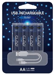 Аккумуляторные батарейки АА 1,6 v 1800 mWh c USB кабелем, 4 шт.