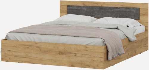 Изображение товара Кровать двуспальная Hoff МСП, 160х200 см, основание в комплекте, цвет дуб золотой, камень тёмный