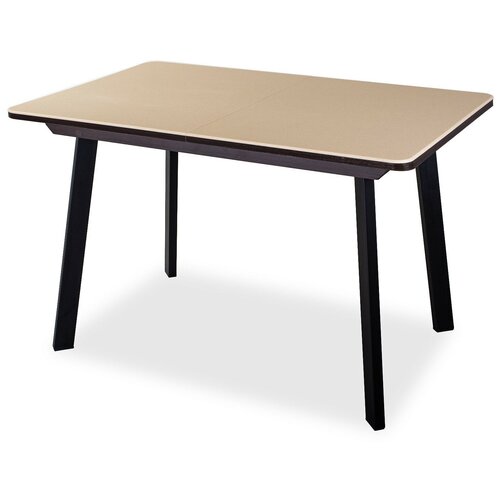 фото Стол кухонный домотека румба пр-1 км 93, раскладной, дхш: 120 х 80 см, длина в разложенном виде: 157 см, 06/вн бежевый/венге 93 чр черный