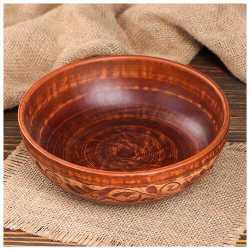 фото Тарелка, борщ, ангоб, 0,6 л 2770205 красная глина