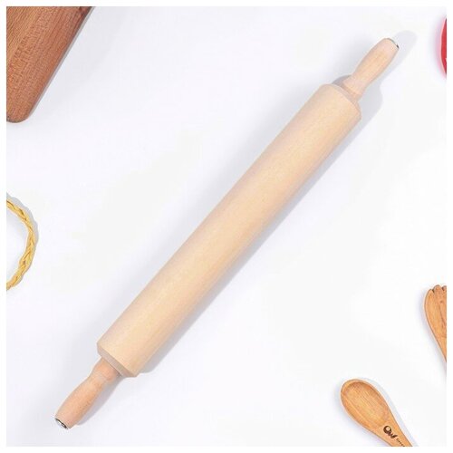 Скалка с вращающимися ручками 50х7 см липа 1554₽