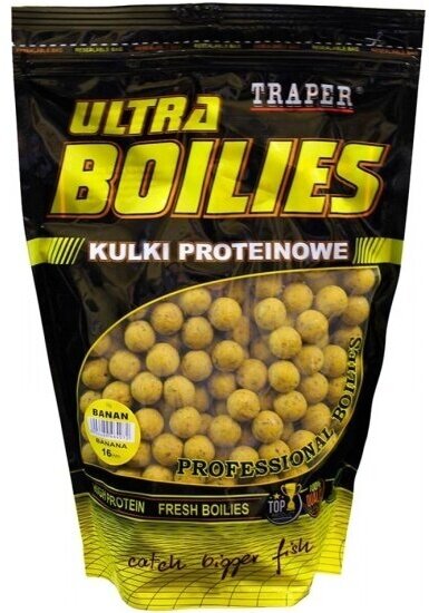 Бойлы карповые Traper Kulki proteinowe ultra Banan 16 мм x 100 гр (Бойлы Банан)