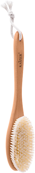 Щетка массажная деревянная, c ручкой, искусственная щетина, 390 мм