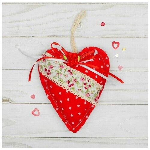 фото Мягкая игрушка-подвеска "сердце", с цветочком, виды, в ассортименте, 1 шт. sweet home
