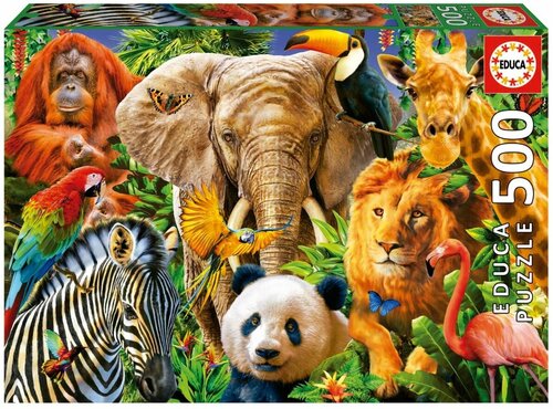 Пазл Educa 500 деталей: Коллаж из диких животных