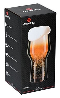 бокал QWERTY Birra 500мл пиво двойная стенка термостекло - фото №6