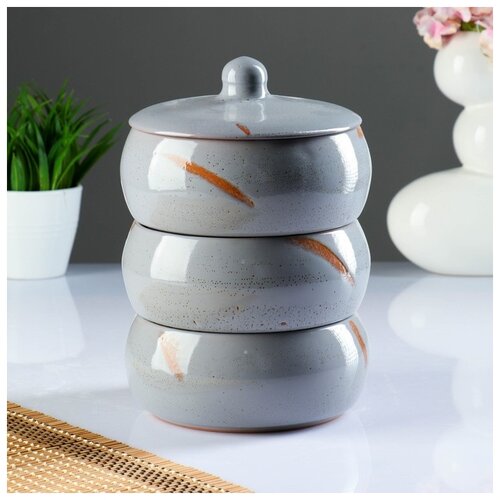 фото Набор для холодца "русский" винтаж, 3х0,9л 4016771 борисовская керамика