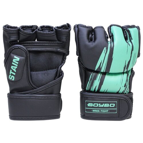 фото Перчатки мма boybo stain черно-бирюзовый, s