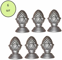 Навершие, кованый декоративный элемент наконечник "Шишка" 60х30, в комплекте 6 шт.
