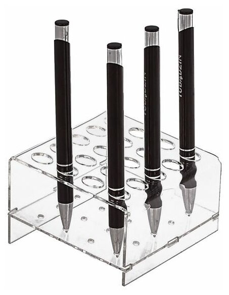Подставка под ручки и карандаши на 20 шт, 10*9,5*6 см, оргстекло 2 мм, В защитной плёнке