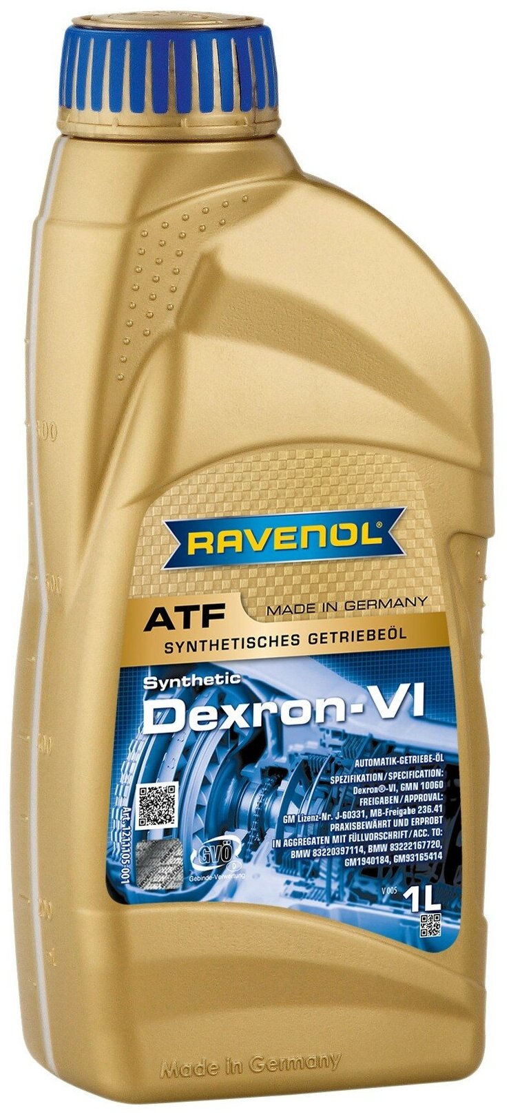 Трансмиссионное масло RAVENOL ATF Dexron VI, синтетическое, 1 л