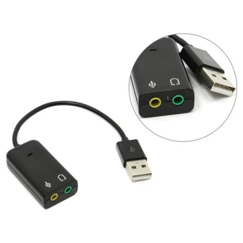 Адаптер для наушников с микрофоном USB to Audio, 2 x jack 3.5 mm, чёрный  ORIENT AU-01S