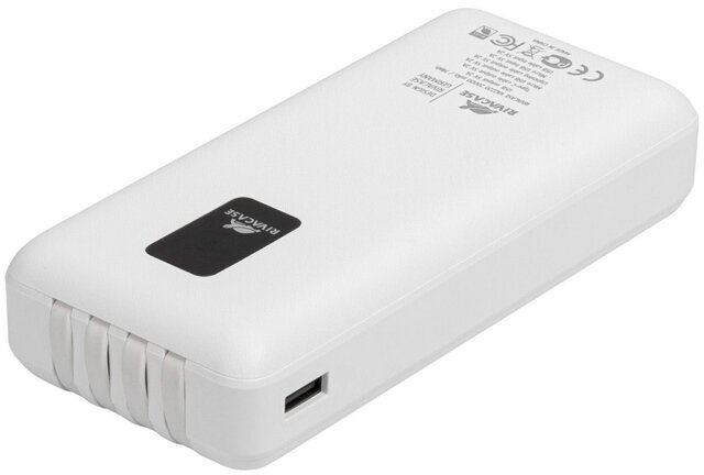 Внешний аккумулятор / Powerbank RIVACASE VA2220 20000 mAh литий-полимерный белый / для iPhone / 4 встроенных кабеля / цифровой дисплей