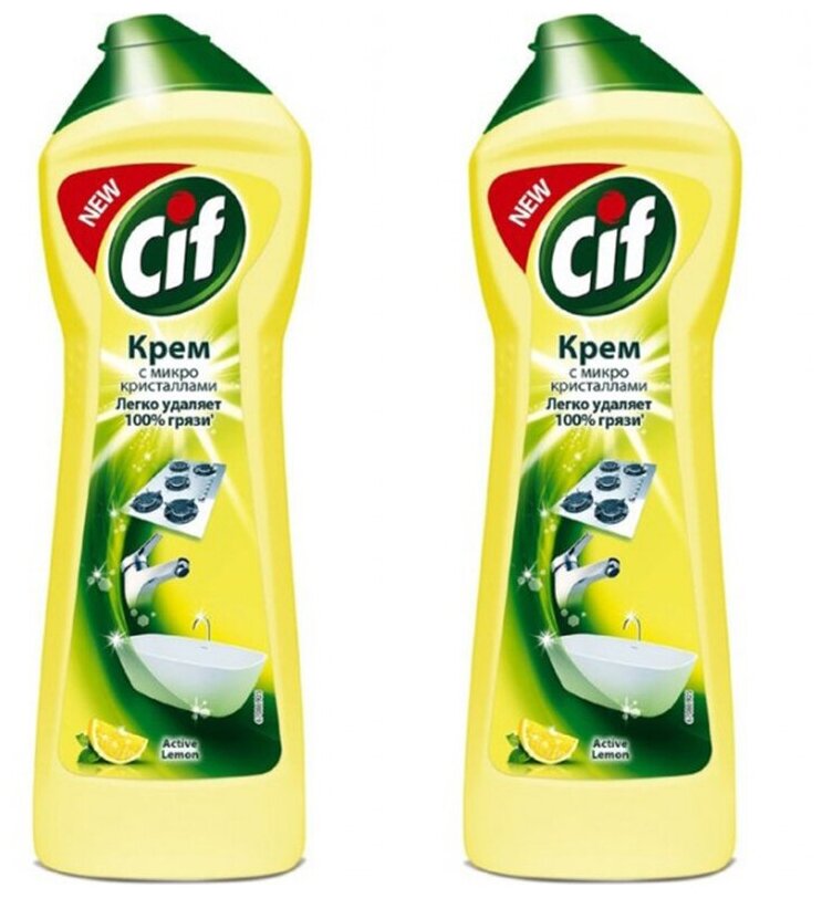 Cif крем Active Lemon, 2 шт., 0.5 л